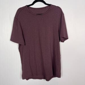 Lululemon Mens Large Bordeaux Red Short Sleeve Crew Neck Tee Tshirt Cotton Blend